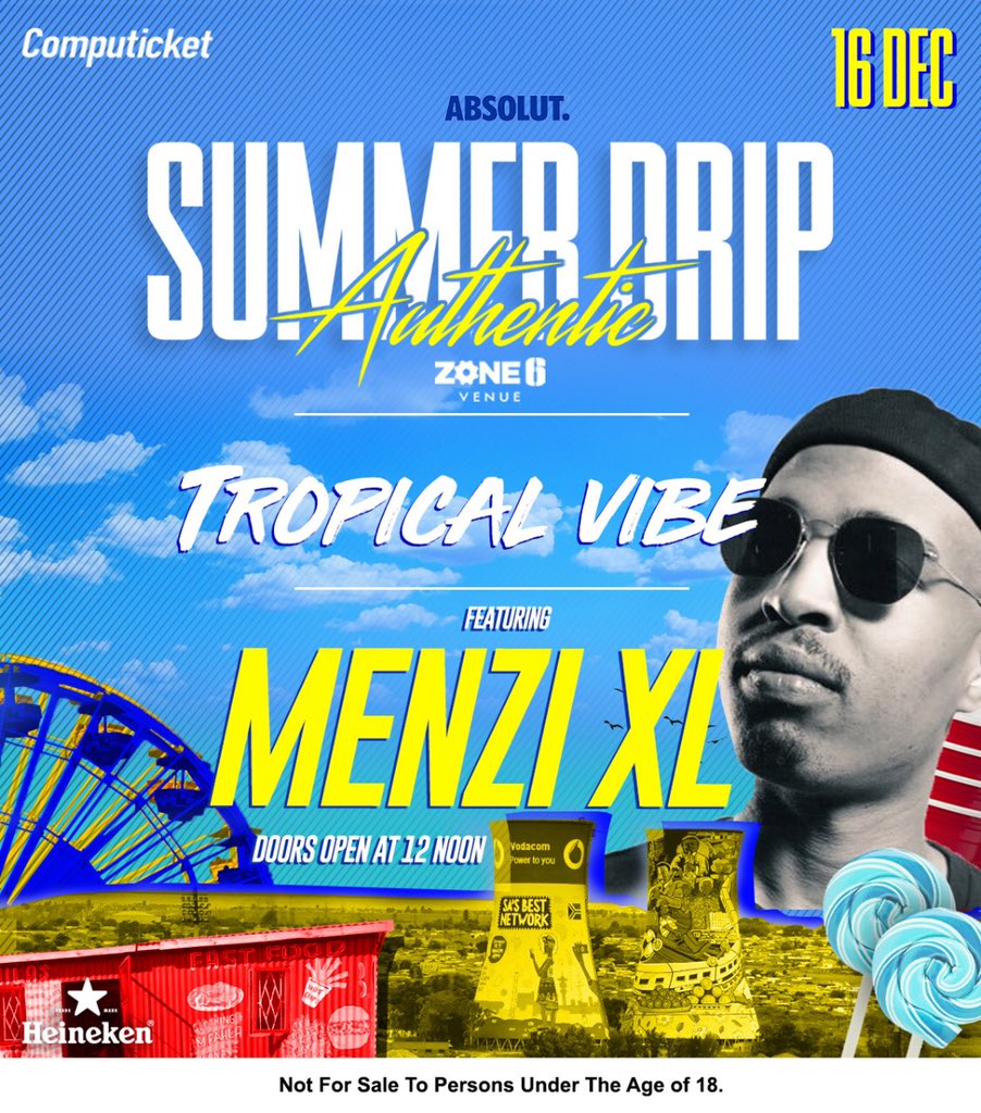 Menzi XL will be gracing us at the Tropical Vibe for #ASummerDrip get your tickets, they’re limited