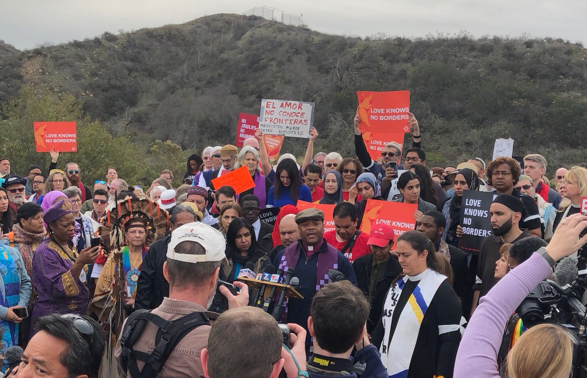 Our Interfaith Justice Coalition and @AFSCSanDiego partners are telling Congress they have a moral obligation to stop funding Trump's abuses along the border. #LoveKnowsNoBorders #RevitalizeNotMilitarize
