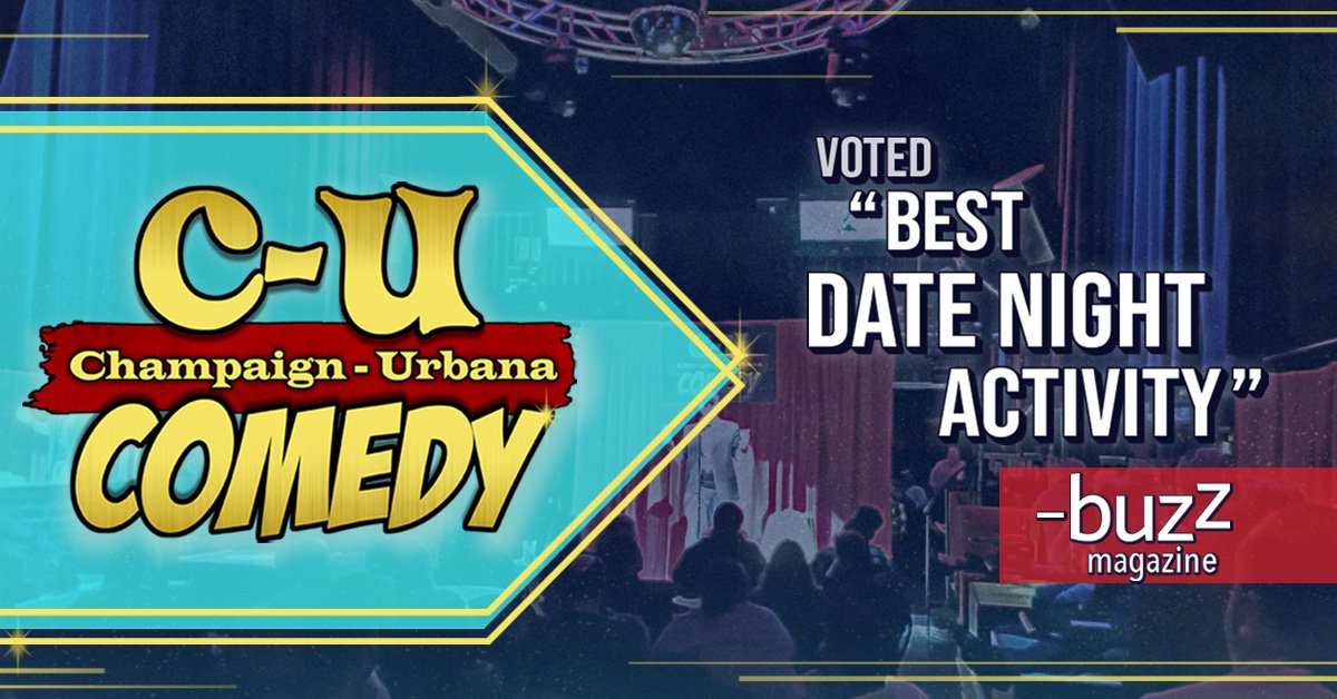 CUComedy's tweet photo. Voted Best Date Night Activity in #Champaign by Buzz Magazine for 2018! Next shows THIS Saturday, 22nd, and New Year's Eve! Don't miss out! https://t.co/OjueXUzU3d for tickets and info #cu #cucomedy #champaign #urbana #comedy #standup #illini #uiuc #ciliving #chambana https://t.co/ufkFSQ8fLh