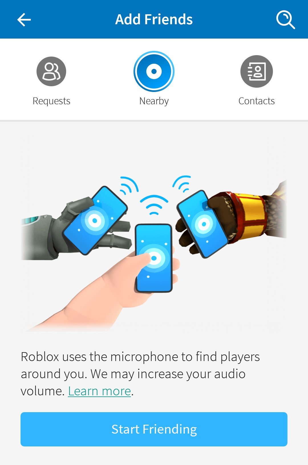 Bloxy News On Twitter Bloxynews You Can Now Add Roblox Friends On Your Mobile Device Using Audio All You Need To Do Is Have Your Friend Near You With The - roblox audio add