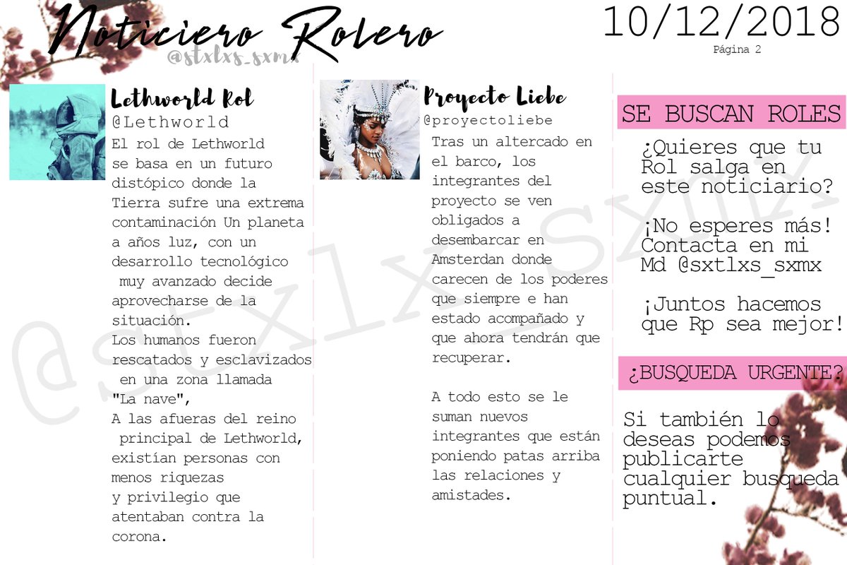 NOTICIERO ROLERO 10/12/2018 <a href="/Portal_WV/">OFF</a> <a href="/proyectoliebe/">Proყᥱᥴto Lιᥱbᥱ Roᥣ. || OFF</a> @Lethworld <a href="/SLRpromo/">OFF.</a> <a href="/Promo_VelvetRol/">OFF</a>.

¿QUIERES QUE TU ROL SALGA TAMBIEN? NO DUDES EN PASARTE POR MI MD

¡HAGAMOS ENTRE TODOS DE RP UN MUNDO MEJOR!

¿RT?