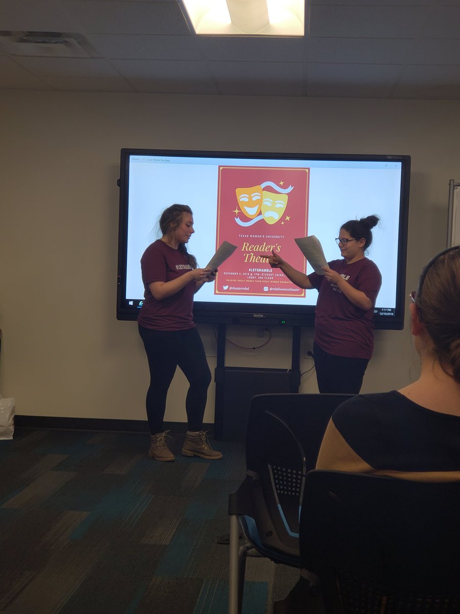 Chnell2's tweet photo. Reader's Theater! A reader's theater of ABC would have been great as well! #buslverse #rebelwomenwriters https://t.co/SjhNedXDib