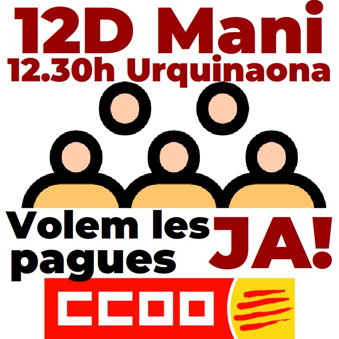 practiquem's tweet photo. 📢MANIFESTACIÓ #12D (12:30h Pl Urquinaona #BCN)
✊Revertim les retallades
✊Millorem les condicions de treball
✊Recuperem drets i retribucions
Volem el que és nostre!
#FetsNoParaules
#VolemLesPagues
#AraEnsTocaANosaltres❗
#VagaServeisPúblics #Vaga12D
@ccoocatalunya https://t.co/m5V8KFOXyP