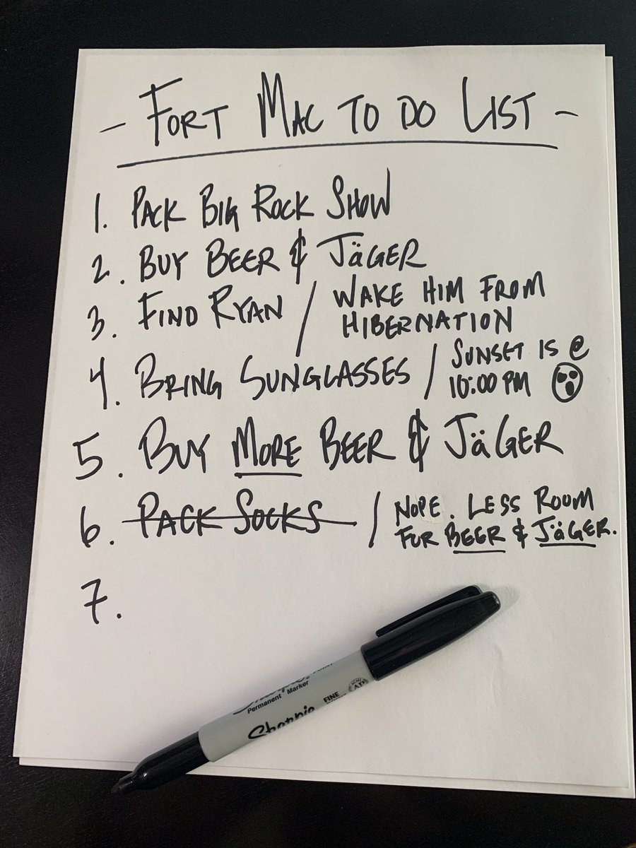 Nickelback's tweet photo. It’s true....#FortMcMurray, we’re headed your way on July 6, 2019.  We can’t wait to see you there.  Our “To Do List” is already started.  Let’s do this! #ymm #rmwb #ShellPlace #NBFortMcMurray #SummerSoundsFM https://t.co/M1MWjzrtU9