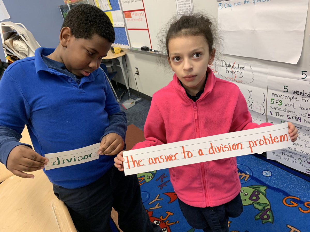 EngLrnPortal's tweet photo. Language of math on a roll here today!  Vocabulary “find your match” to make a word wall, followed by visual anchor charts created together!  #LoMa #WIDA #interaction #englishlearners @KellyReiderELP #teachingdivision https://t.co/XBeUMhmfHd