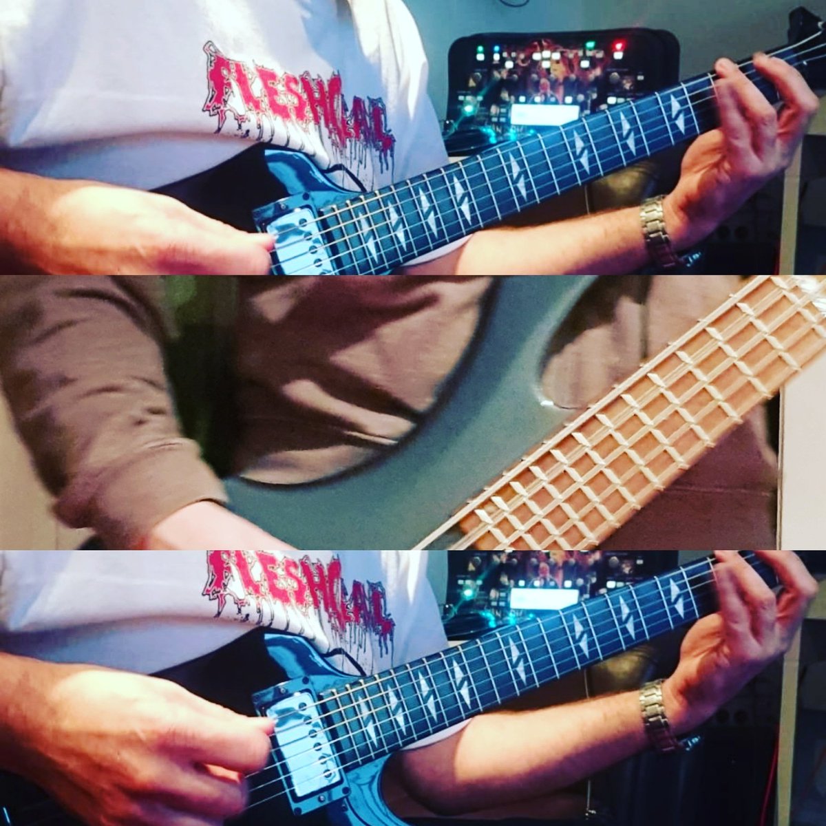 Meathookmike's tweet photo. something new heavy filthy and death is in line for birth #metal #DeathMetal  #freshmeat #kemperamps #gibsonexplorer #emgpickups @meattrainband #JoinUs https://t.co/7mbgC3fV5Y