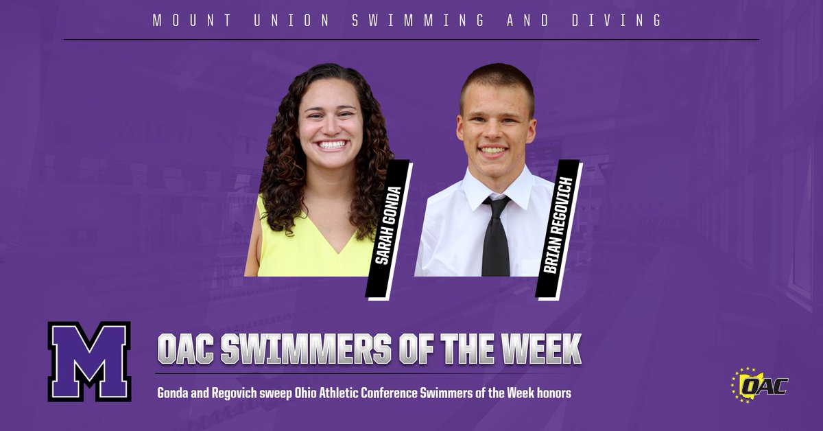 purpleraiders's tweet photo. Swimming and Diving: Gonda and Regovich Collect OAC Swimmers of the Week Honors https://t.co/tffUQU3Rwy #gomountgo https://t.co/5InlOtAPkZ