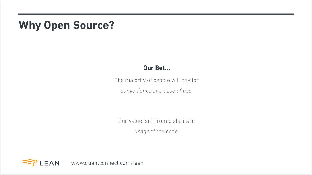 lucasoft_co_uk's tweet image. RT @QuantConnect Why #opensource? @jaredbroad answers in blog that outlines how open sourcing the development of LEAN, algorithmic trading engine, benefited our company, users &amp;amp;amp; technology. linkedin.com/pulse/why-we-c… #QuantCommunity #AlgorithmicTrading