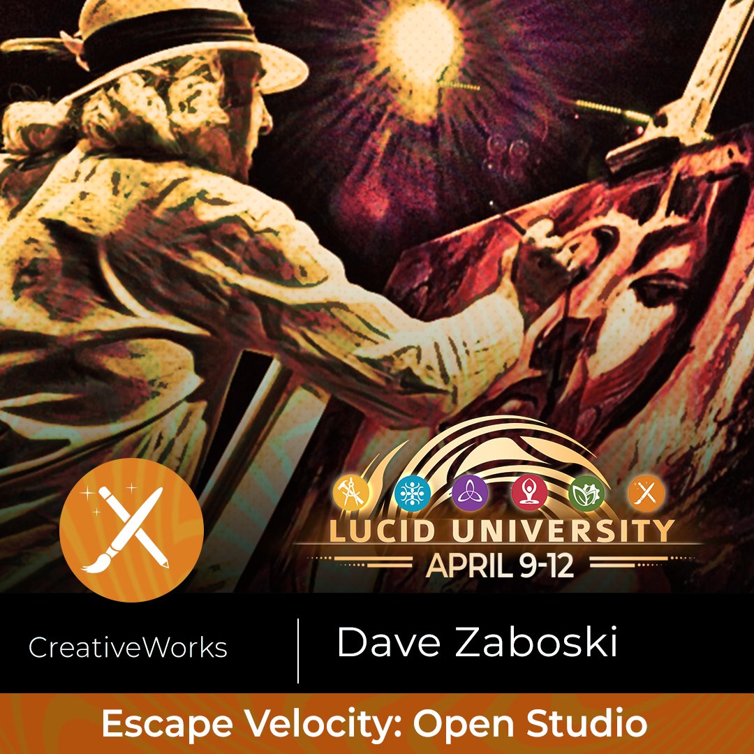 LucidUedu's tweet photo. Dive deep into your inner artist, explorer, and creative genius with the CreativeWorks track at Lucid University CourseWeek. Dave Zaboski and the Art Temple crew will lead Escape Velocity: Open Studio. 🎨 Learn more about the course: https://t.co/FH1TX8mjbP https://t.co/L6iqcJiWHh