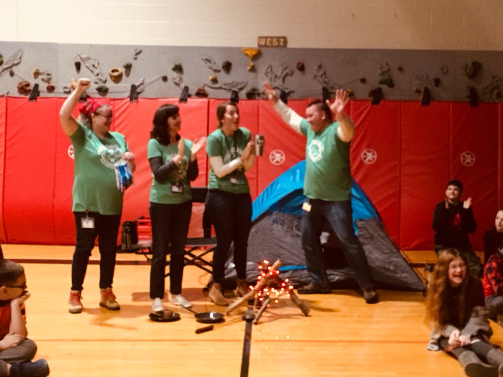 <a href="/NH_Elementary/">NH Elementary</a> revealed #CampReadSmore this morning! As students read towards our goal of 19,905 📚 books, more teachers are “sent to camp” spending the night at our school in May. ⛺️🌙🌲 #cysdproud