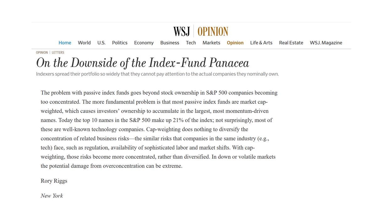 Syntax Data (@syntaxdata) on Twitter photo CEO @RoryRiggs responds to Jack Bogle's <a href="/WSJ/">The Wall Street Journal</a> op-ed “The Father of the Index Fund Sees a Reckoning Ahead” by discussing how overconcentrations of related business risk in cap-weighted index funds can negatively impact performance on.wsj.com/2QNIaTe #diversificationmatters CEO @RoryRiggs responds to Jack Bogle's <a href="/WSJ/">The Wall Street Journal</a> op-ed “The Father of the Index Fund Sees a Reckoning Ahead” by discussing how overconcentrations of related business risk in cap-weighted index funds can negatively impact performance on.wsj.com/2QNIaTe #diversificationmatters