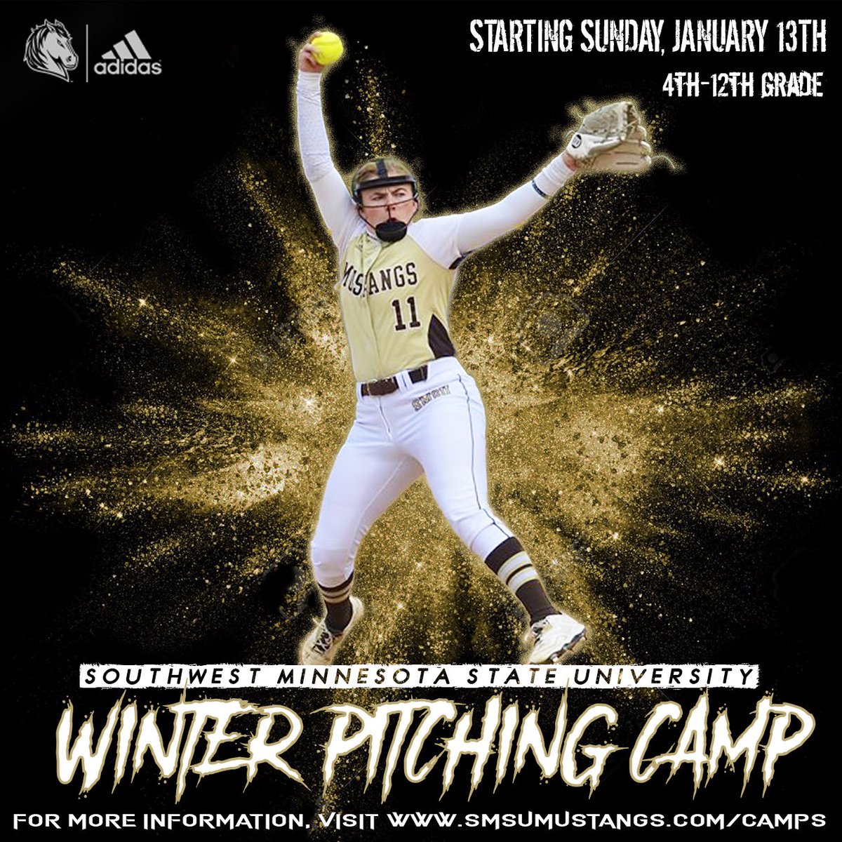 SMSUSoftball's tweet photo. 🚨CAMP ALERT🚨 your SMSU Mustangs are excited to announce our 1st ever 6 Week Winter Camps! We will be offering pitching, catching, and hitting/fielding camps for 4th-12th grade! Find more information at https://t.co/ROZRfazmI7 #GoMustangs #MustangPride https://t.co/cUZECuNpU6