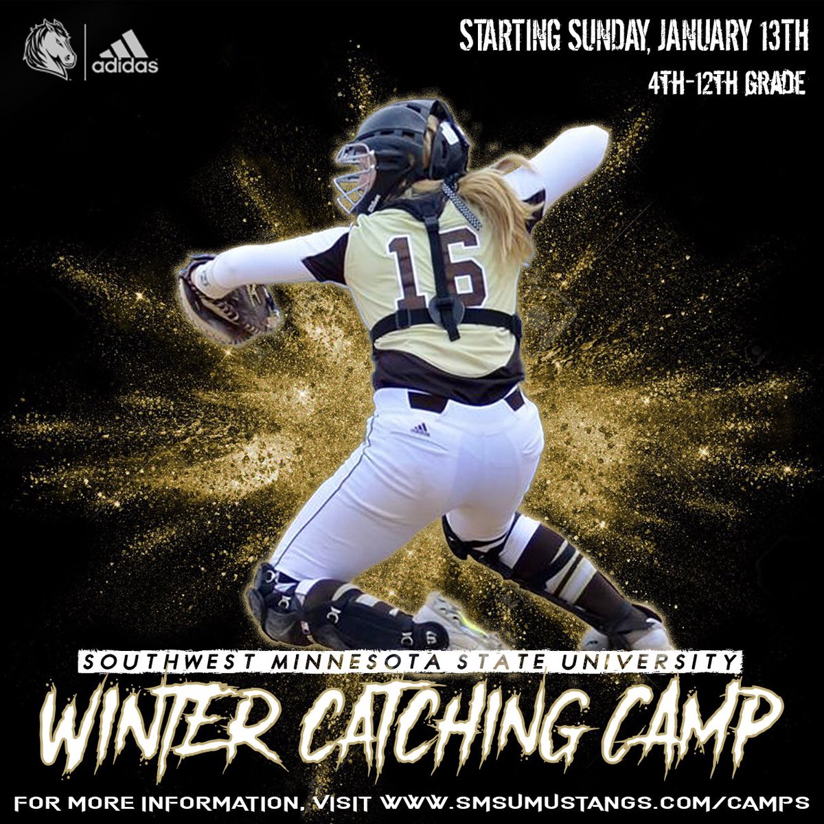 SMSUSoftball's tweet photo. 🚨CAMP ALERT🚨 your SMSU Mustangs are excited to announce our 1st ever 6 Week Winter Camps! We will be offering pitching, catching, and hitting/fielding camps for 4th-12th grade! Find more information at https://t.co/ROZRfazmI7 #GoMustangs #MustangPride https://t.co/cUZECuNpU6