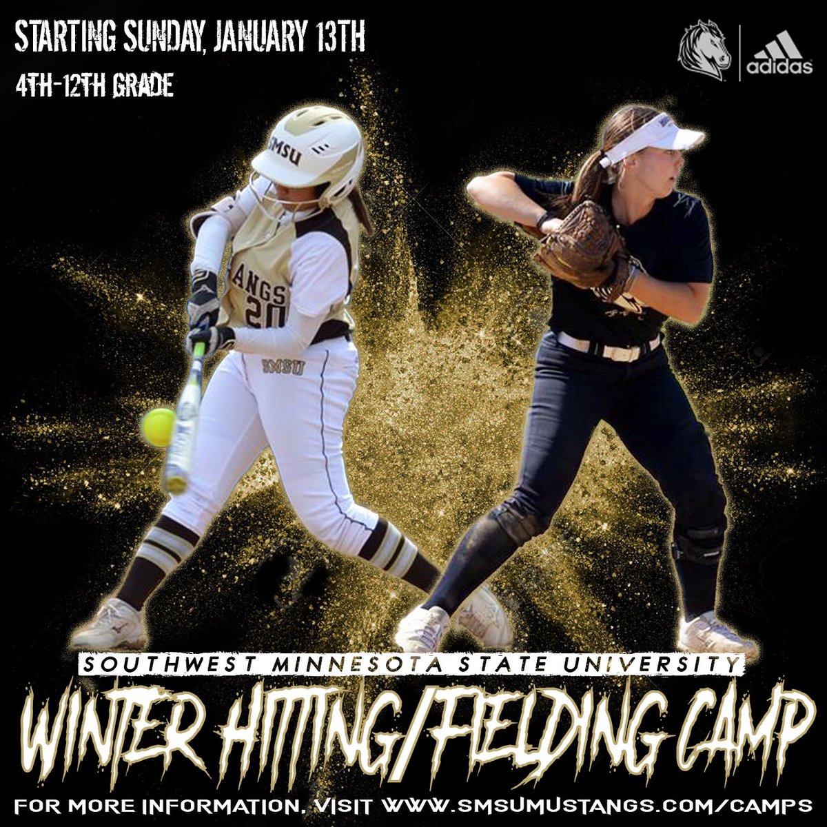 SMSUSoftball's tweet photo. 🚨CAMP ALERT🚨 your SMSU Mustangs are excited to announce our 1st ever 6 Week Winter Camps! We will be offering pitching, catching, and hitting/fielding camps for 4th-12th grade! Find more information at https://t.co/ROZRfazmI7 #GoMustangs #MustangPride https://t.co/cUZECuNpU6