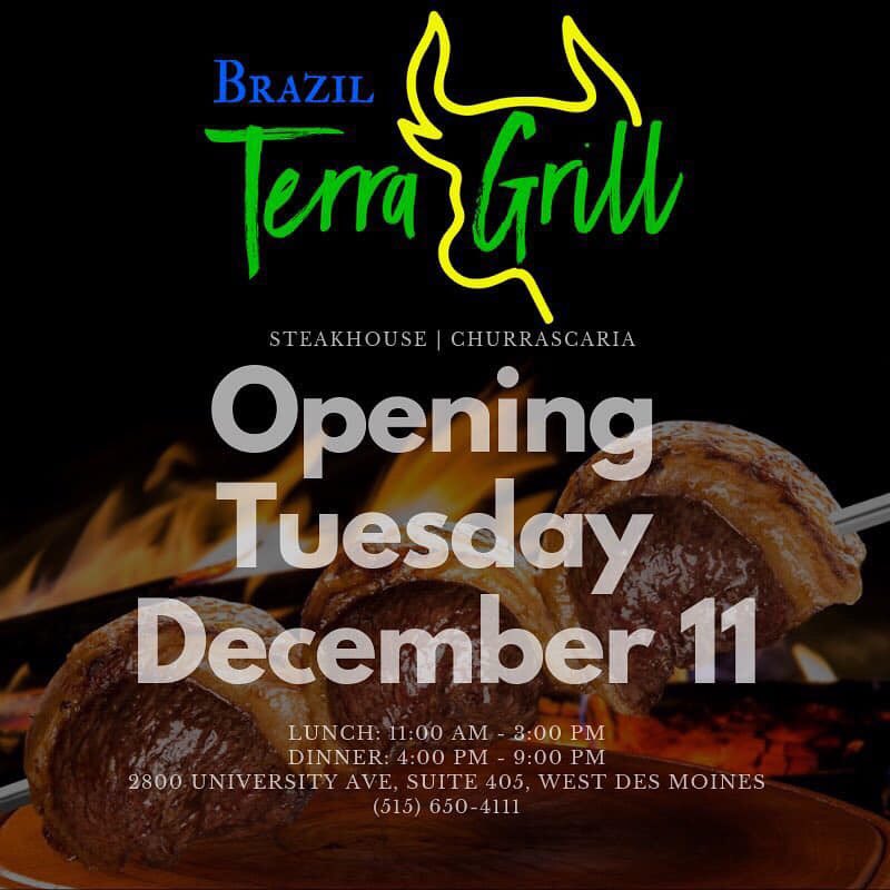 braterragrill's tweet photo. We are proud to announce our grand opening tomorrow, December 11! 🎉Thank you all for your hard work and amazing support! We are excited to be serving Brazilian barbecue to the awesome people of Iowa! See you soon! https://t.co/ZKjJKNgm2N