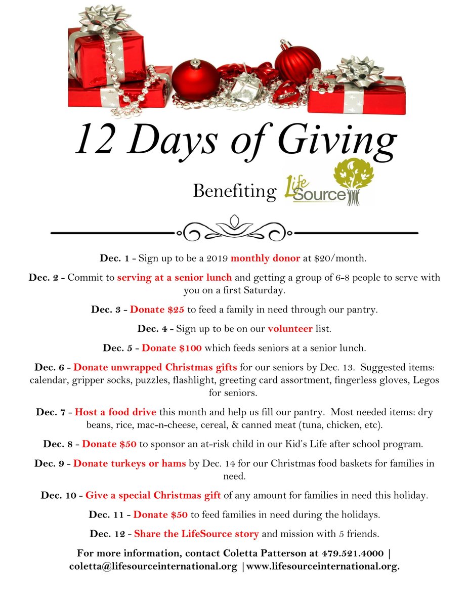 lifesourceinter's tweet image. It’s Day 10 of “12 Days of Giving” and we are collecting monetary and other Christmas gifts for families in need in NWA. Give at lifesourceinternational.org/donate. #servelocal #givelocal