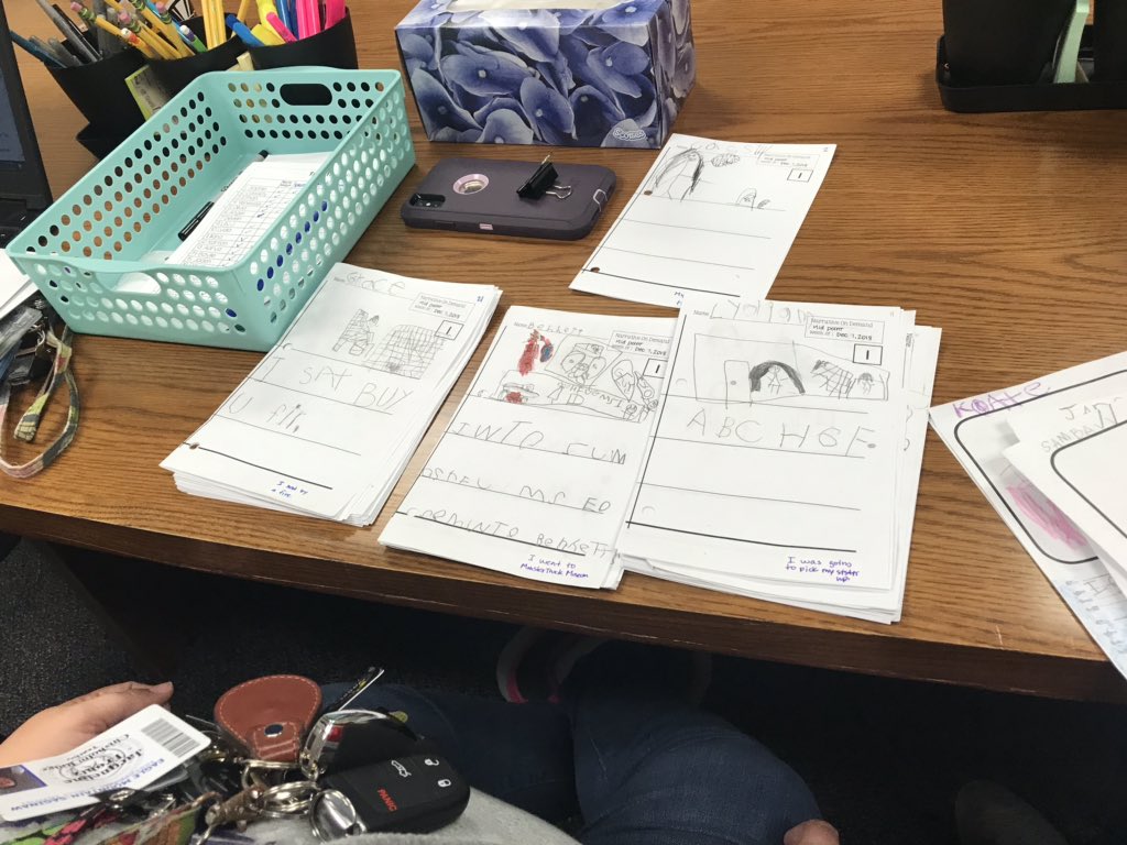 DrMacieKerbs's tweet photo. Kinder Ts at Chisholm Ridge came together today to analyze their student writing and set goals for the remainder of the unit. #emselar #emswrites @ChisholmRidge https://t.co/301FI611tB