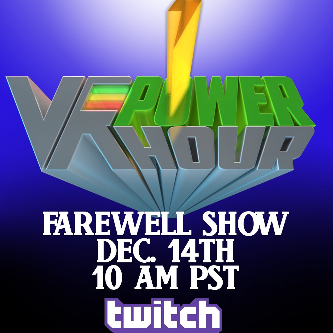 VRPowerHour's tweet photo. To all developers, gamers, and our amazing fans: We unfortunately have not been renewed as a show for next year so this is our last week of streaming and content. Join us all week at 10am PST on Machinima's Twitch and Friday the 14th for our final show. #VR #Twitch https://t.co/Y5LPC03cX7