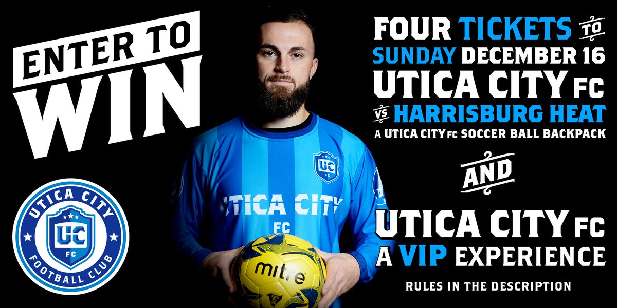 UticaCityFC's tweet image. Want to win four tickets to our home match on Sunday, December 16 AND a Utica City FC backpack?!

Like this post for one entry, retweet for two entries and reply for three entries. You must be following us on Twitter to enter.

A winner will be chosen Saturday afternoon!