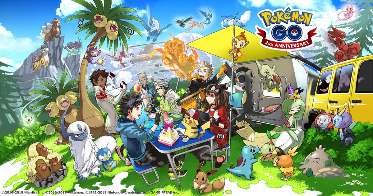 PokemonGoApp's tweet photo. What an epic two years, Trainers! From the thrill of catching that nearby Pokémon to battling in Gyms with friends, we’ve loved seeing all your journeys evolve throughout the years! As we take a look back at 2018, what was your favorite #PokemonGO memory? https://t.co/8Y8jM7UWaQ