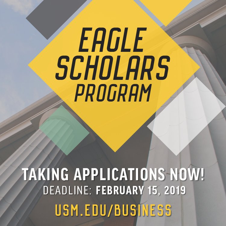 We are currently taking applications for the Eagle Scholars Program! Apply through <a href="/USMFoundation/">USM Foundation</a> at usmfoundation.com/go.