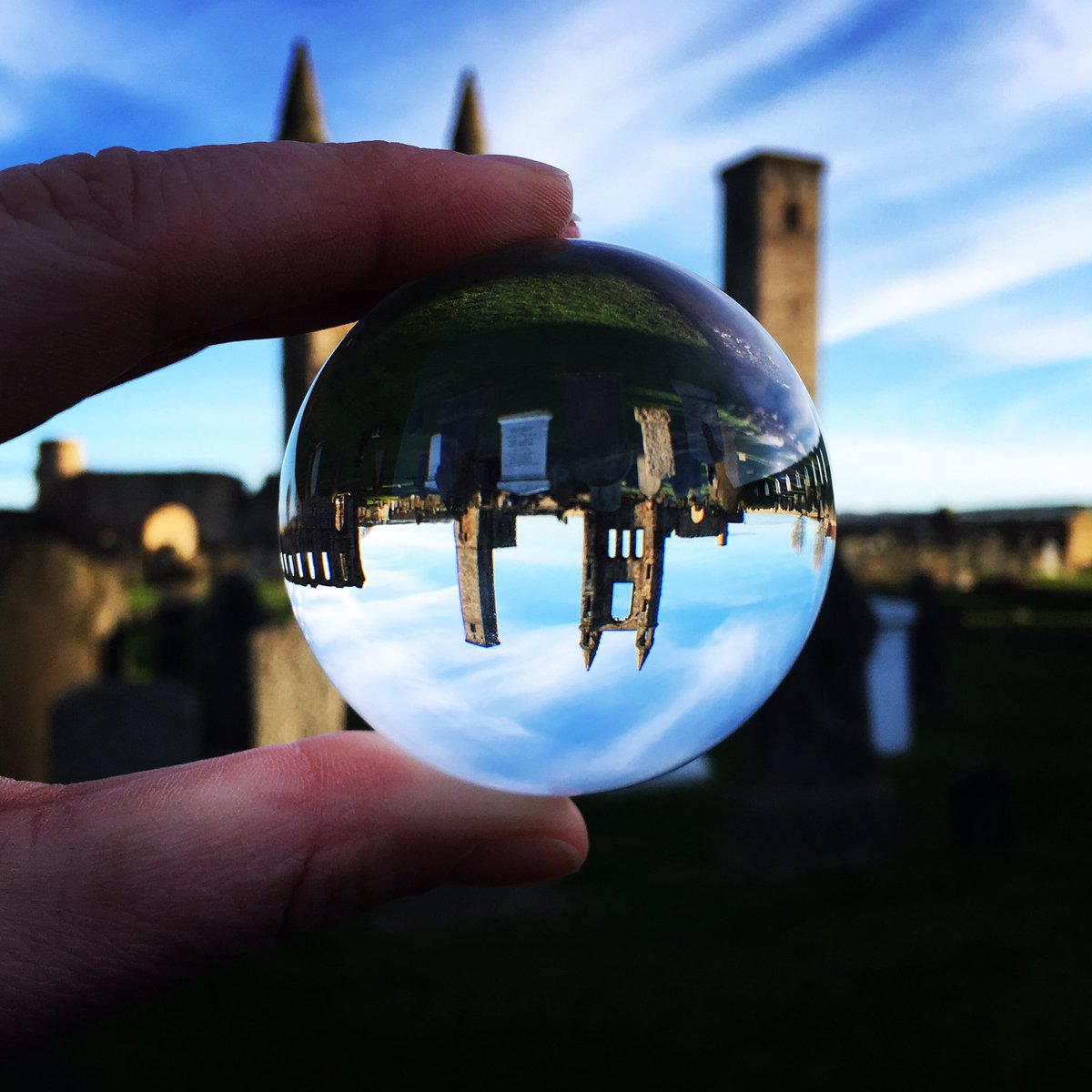 #StAndrewsCathedral with a different perspective... #Lensball #photography #seaside #Fife #Scotland #makethemostofit #liveinthemoment