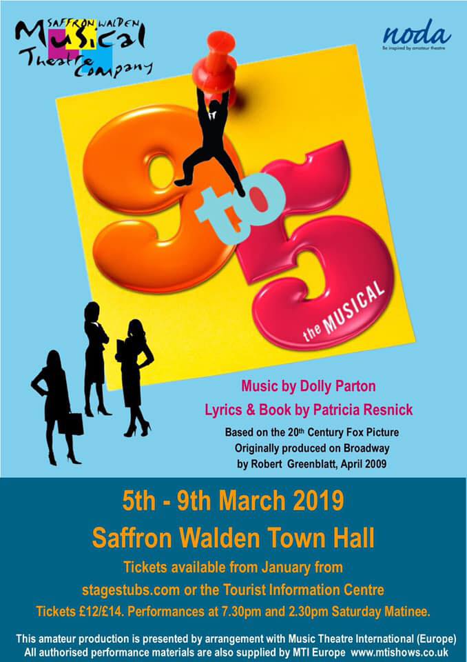 Award winning <a href="/swmtcsaffwalden/">SWMTC</a> is please to announce its March 2019 show, Dolly Parton's #9to5musical  at #SaffronWalden Town Hall.  Tickets go on sale in January from <a href="/swtic/">Saffron Walden TIC</a> and stagestubs.com   #localtheatre #DollyParton  #amdram #mysw