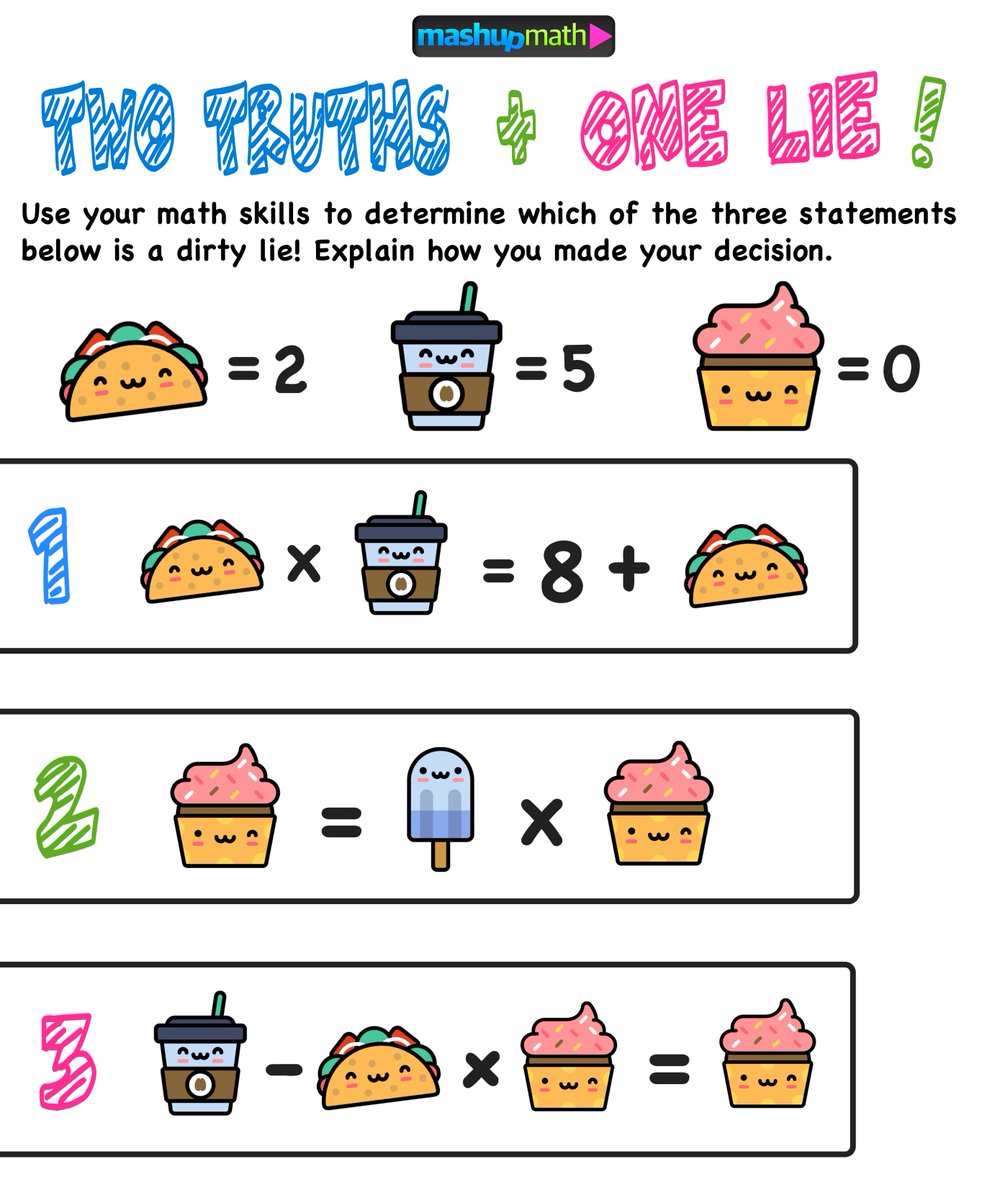 Mashup math on twitter have you started using two truths and one lie 
