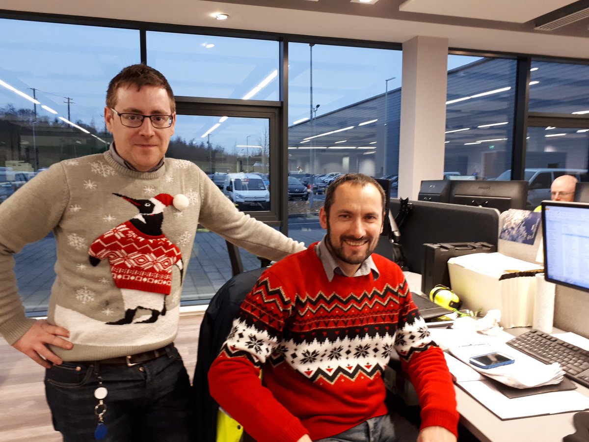 Combilift's tweet image. Colourful scenes around #Combilift today as we partake in @NewsonNS @ShannonsideFM #ChristmasJumper day