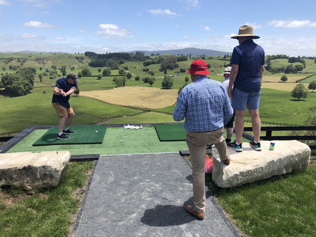 Valachi1's tweet image. Great to have this great group of Ozzie lads here this week to stay and look at our 2019 yearlings.  @anthonymithen @SocialRacingNZ @ChampionTbreds @anz_news and Mitho is the front runner landing his ball 96 cm from the Savile Row hole. Can you do better?