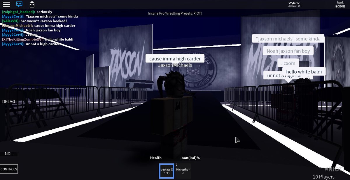 IPWNetworkRBLX's tweet image. Singles Action in your main event. @JaxsonMichaels taking on #DJMyth.  A 2-1 match sees Jaxson winning the match!