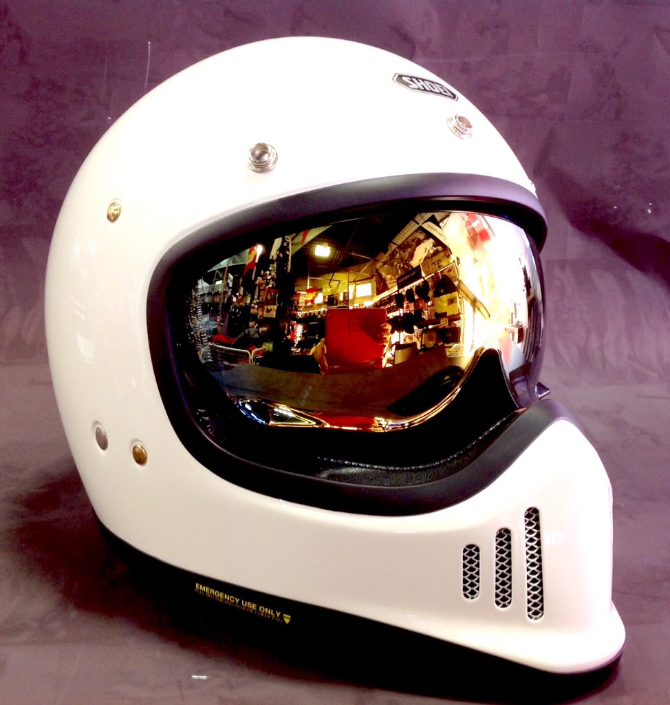 しゃぼん玉本店 いしじま 大人気ヘルメット Shoei Exーzero オフホワイトとゴールドミラーシールドの組み合わせカッコイイです Shoei Exーzero オフホワイト しゃぼん玉本店