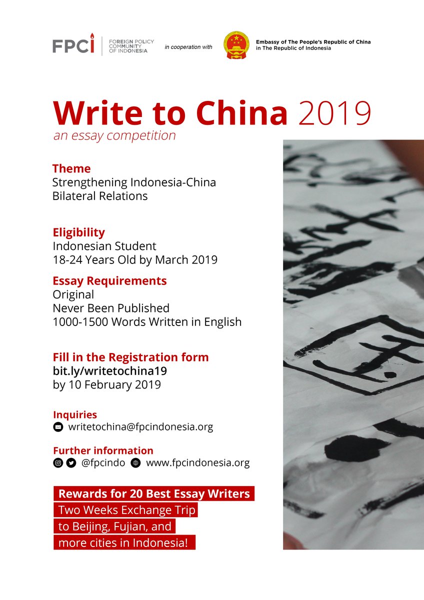 FPCI on Twitter: "FPCI Friends, the "Write to China" essay contest