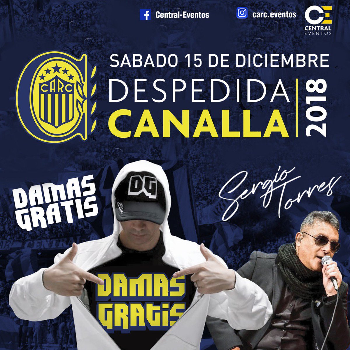🎫 ¡Rosario Central sortea 2 pares de entradas para la Despedida de Año Canalla del sábado 15!

¿Cómo hacer para ganarte 2 entradas?: 

👉🏽Seguí nuestra cuenta @CARCoficial
👉🏽Dale RT y ❤ a esta publicación.
👉🏽Dejá tus últimos tres N° de DNI.

▶ Sorteamos este Jueves ◀