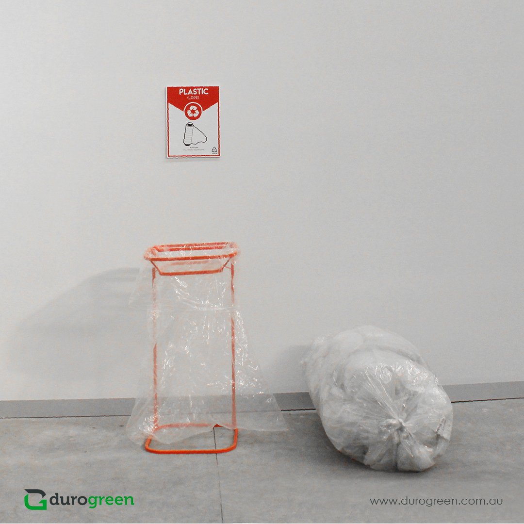 Assist your employees in efficiently capturing plastic film at  source. The Recycling Frame &amp; Bag solution is a cost effective way for businesses to keep plastic film clean &amp; ready for collection or baling for recycling into new products. For more info: bit.ly/2zQjmAg