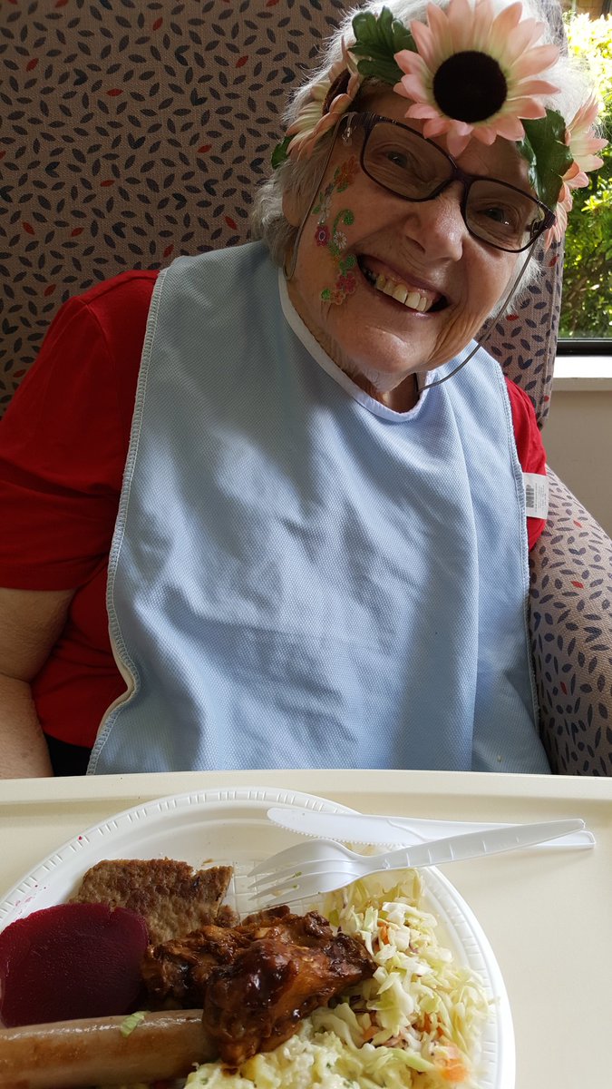 becx1970's tweet photo. The unexpected day off meant I got to join mum for the care home's Christmas lunch today and see her picture in the latest newsletter. #toomuchfood #stuffedfull https://t.co/dTelmMimlp