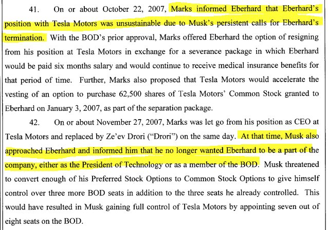 9/ Musk then commenced Phase II of his plan, petitioning Marks to fire Eberhard and then personally getting Eberhard off the BOD  $tsla  $tslaq