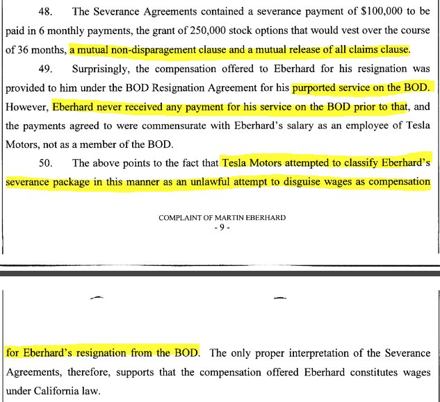 11/ An interesting line to note here is the non-disparagement clause. We'll come back to that.We also see here the first instance of Tesla allegedly disguising/mislabeling costs or expenses.  $tsla  $tslaq