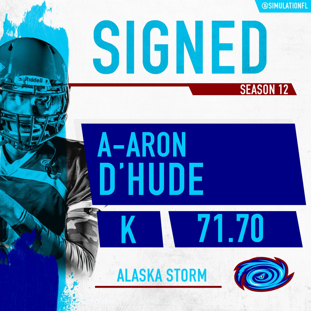 SFL_Storm's tweet photo. We ready for the season - A-Aron D'Hude will be kicking the football for us in S12!
Welcome, A-Aron! #RosterComplete #PerfectStorm #Back2BackChamps
This awesome graph was provided once again by @simulationfl https://t.co/NbNljW1WzK