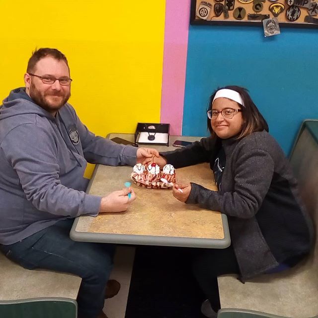 WaffleConeLLC's tweet photo. Don and Sarah and a banana split. https://t.co/p57SOEuQuc https://t.co/z4pSw3VV1C