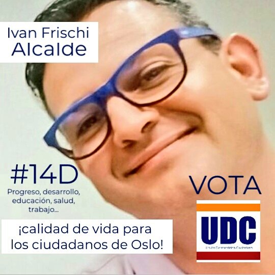 udc2018's tweet photo. Este #14D VOTA por Ivan Frischi a la #AlcaldiadeOslo | #UnionDemocraticaCiudadana por la educación, salud, seguridad y el progreso de nuestra ciudad... #IvanUDC #trabajemOSLO #soñemOSLO #vivamOSLO #simulacionUCABGuayana #juegoderoles2018 https://t.co/cHV0wJmi4i