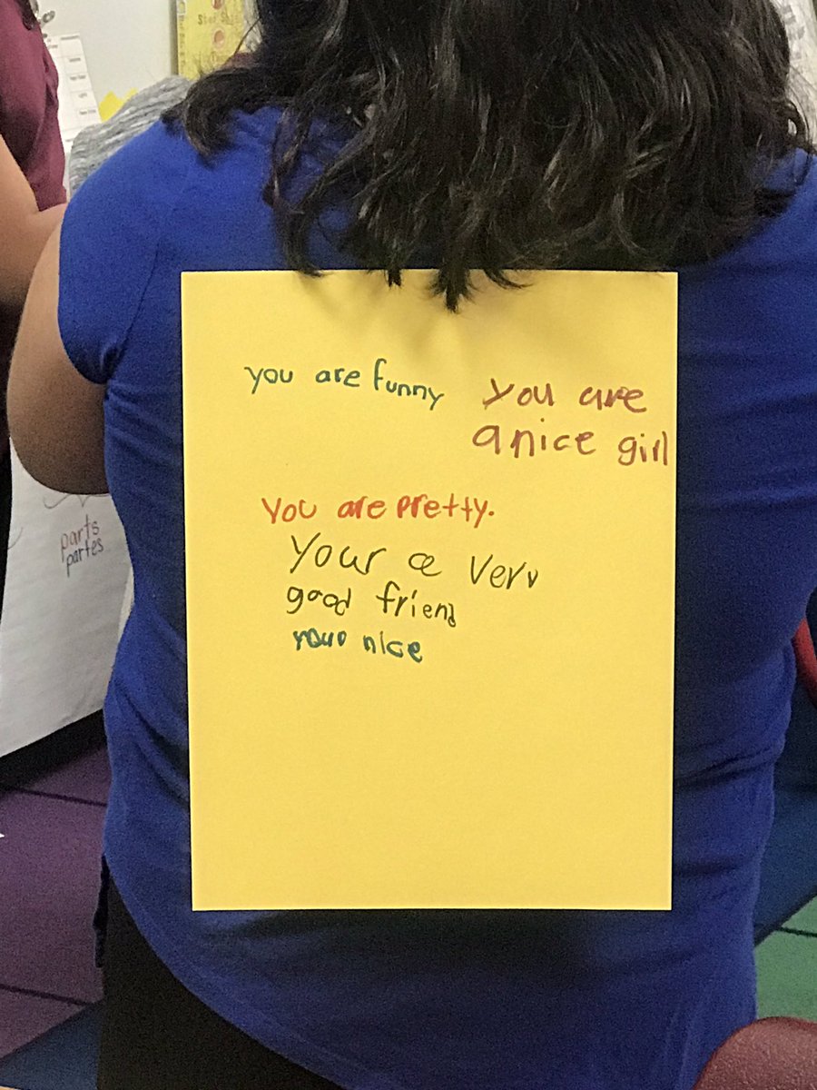 You are funny, you are always so nice...just a few things these awesome 4th grade Wranglers in Mrs. Piñons class had to say about each other! What a great way to start the day on a positive note! #TeamSiSD @KPinon_SVES