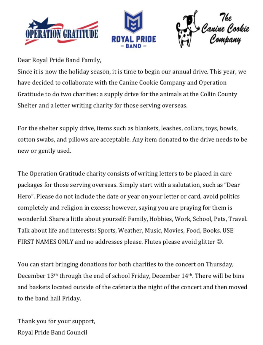 MHSRPBBB's tweet photo. @MHSRoyalPride Band Council is proud to announce their 2018 holiday charities. These are two great opportunities to give this holiday season! https://t.co/UycnO0KxG1