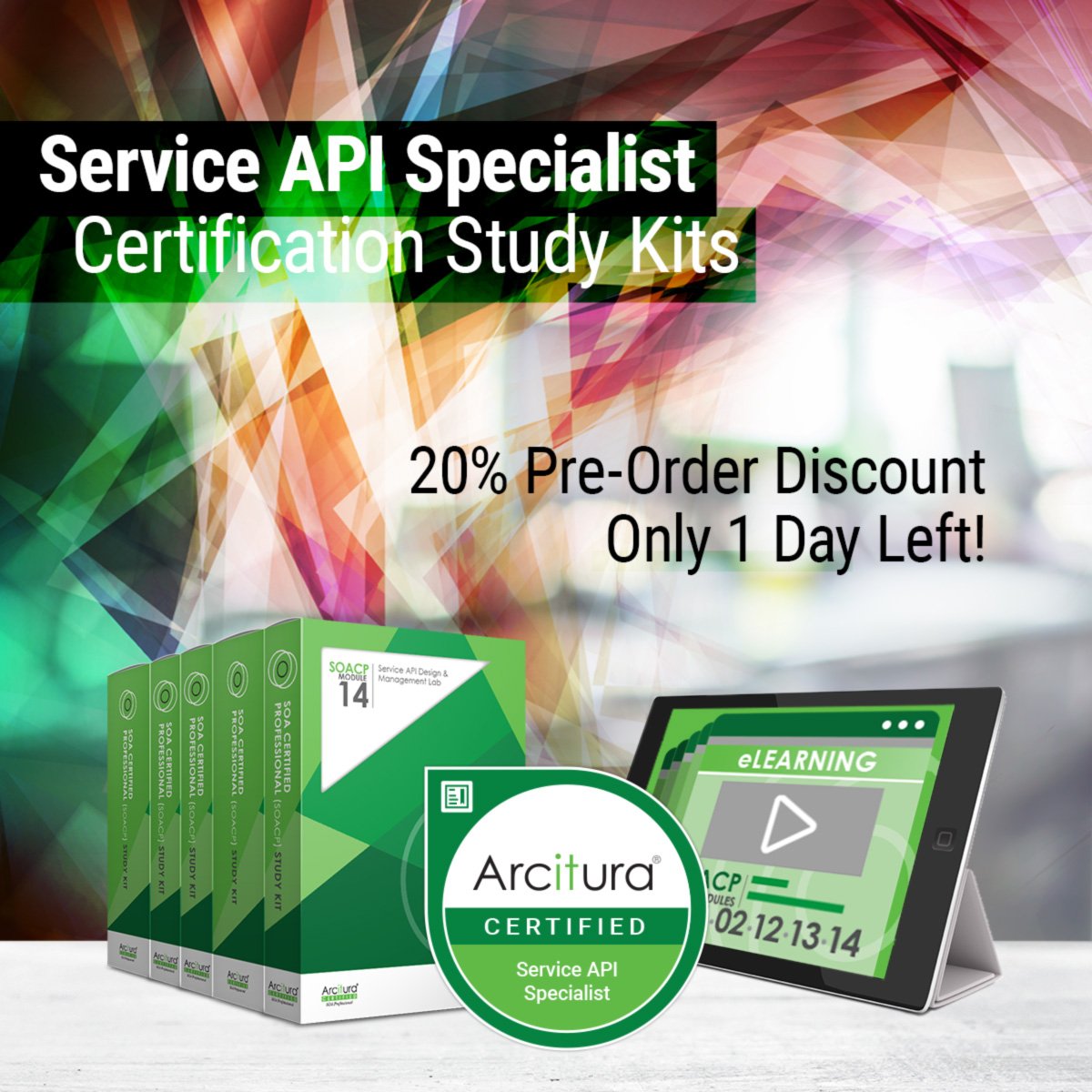 Arcitura's tweet image. Only 24 hours left to pre-order the Service API Specialist eLearning Kits and printed Study Kits at the 20% pre-order discount. 
#Arcitura #API #ServiceAPI #APIManagement #ITCertification
arcitura.com/store/nextgen