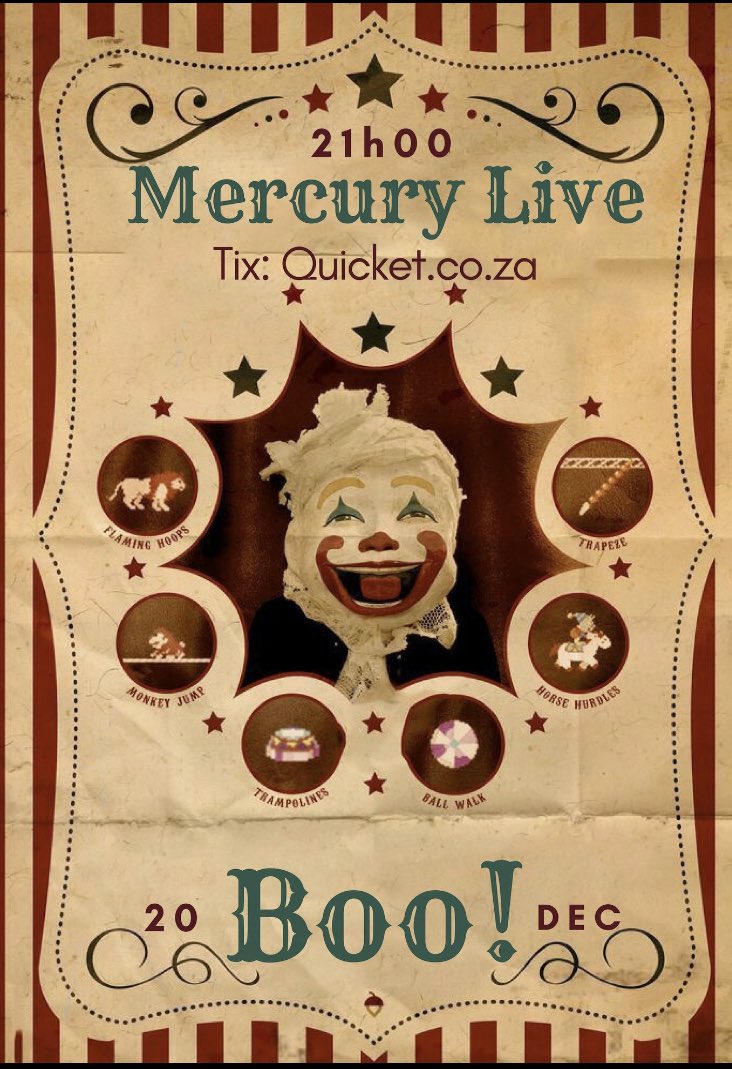 CAPE TOWN!! We’re playing in your hood @mercurylivect next week. With a new album in hand &amp; a Boo!tleg to boot. #circusshenanigans