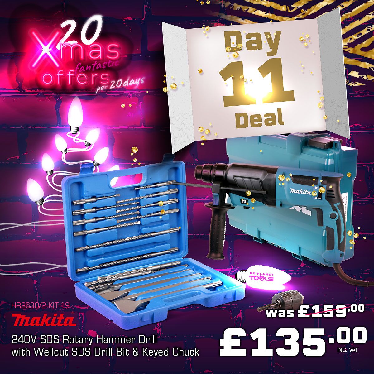 🎄🎄🎄 XMAS COUNTDOWN DEALS 🎄🎄🎄

DAY 11🔥

🔹Makita HR2630 SDS+ 3 Mode Rotary Hammer Drill 240V With 17 Piece Acce. & Keyless Chuck - bit.ly/2GcJNpz

#ukplanettools #tools #deals #uk #sale #xmas #powertools #tools #makita