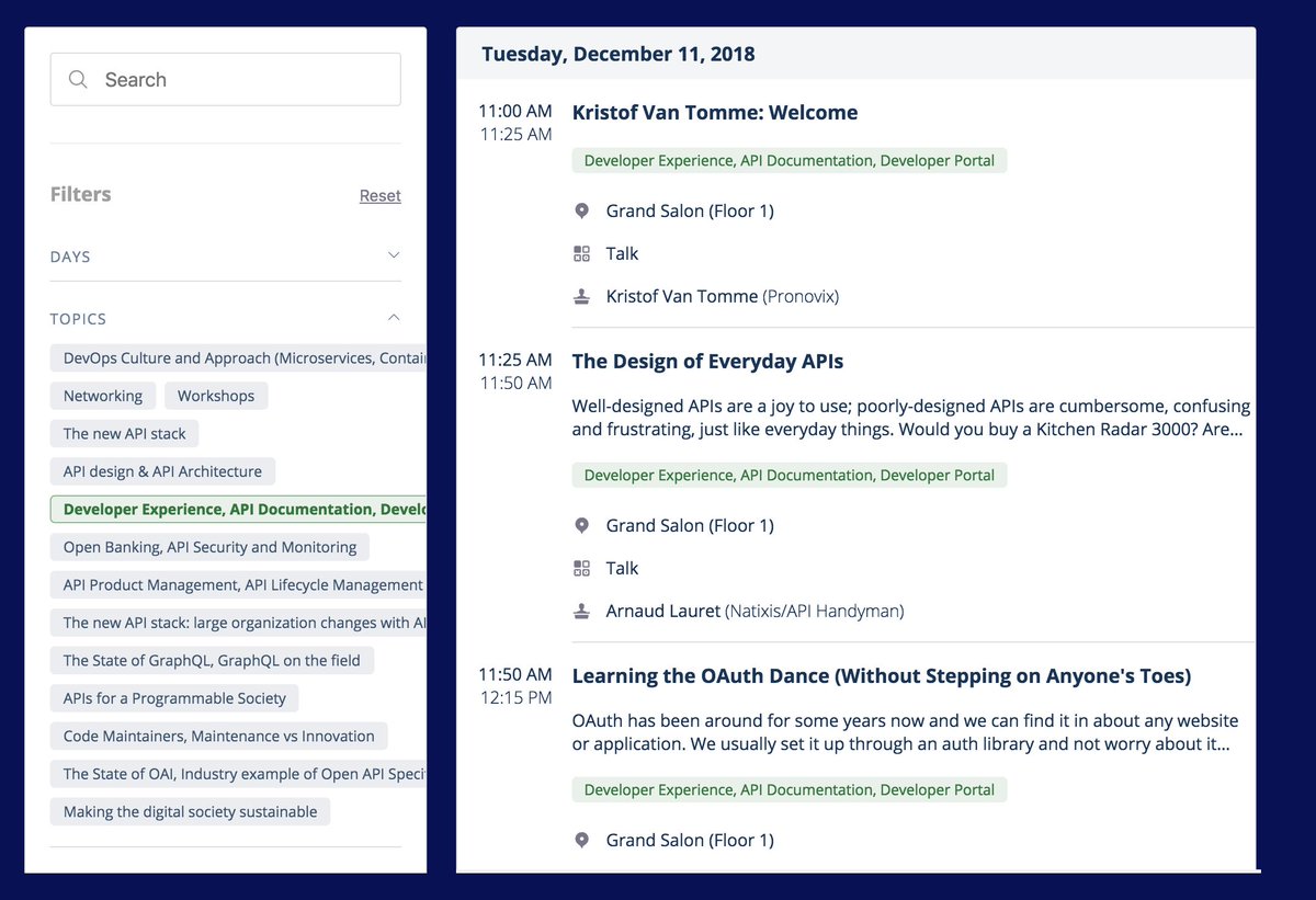 APItheDocs's tweet photo. The DX and APIDocs (#APItheDocs) track at #APIdaysParis kicks off in an hour with @kvantomme’s welcome talk at 11 AM, followed by “The Design of Everyday APIs” by @apihandyman!
#APIs  #TheNewAPIStack #ProgrammableSociety #techcomm https://t.co/KgEKuWvb4v