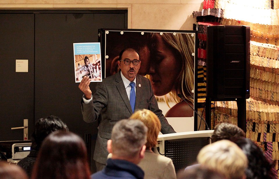UNAIDS's tweet photo. UNAIDS, @gnpplus, @UNDP and @UN_Women have launched a global partnership to eliminate HIV-related stigma and discrimination, which continues to be widespread around the world and in all sectors of society. https://t.co/baTv1nPBrz https://t.co/h563OevgsI
