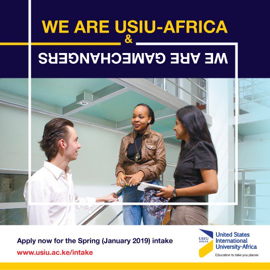 CapitalFMKenya's tweet photo. .@USIUAfrica has become famous for offering an international education that has propelled thousands of alumni to the top of their chosen careers all over the world.
Apply today for the Spring (January 2019) Intake https://t.co/woKqHeX4nQ
#USIUJanIntake #BeAGameChanger https://t.co/mfOnTxGjsv