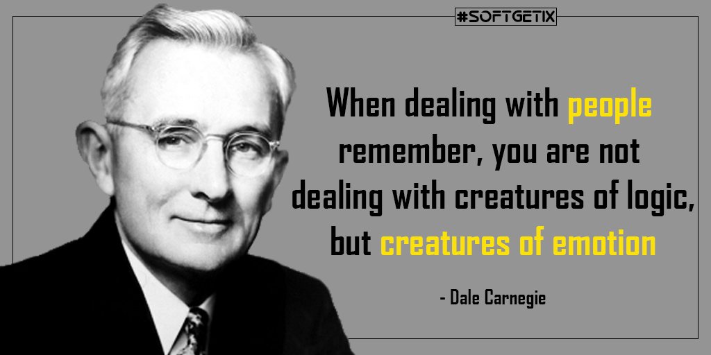BinodOfficial's tweet photo. When dealing with people remember, you are not dealing with creatures of logic, but creatures of emotion.

- Dale Carnegie

#SoftGetix #inspiration #quotes https://t.co/Ii4V6xWVdX